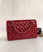 FLAP BAG MEDIUM 25CM RED PATENT CALFSKIN SILVER HARDWARE - Image 10