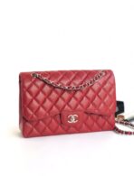 FLAP BAG JUMBO 30CM RED CAVIAR SILVER HARDWARE - Image 5