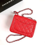 MINI SQUARE FLAP BAG 17CM RED CAVIAR SILVER HARDWARE - Image 3