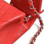 MINI SQUARE FLAP BAG 17CM RED CAVIAR SILVER HARDWARE - Image 4