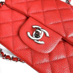 MINI SQUARE FLAP BAG 17CM RED CAVIAR SILVER HARDWARE - Image 5