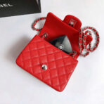 MINI SQUARE FLAP BAG 17CM RED CAVIAR SILVER HARDWARE - Image 8