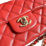 MINI SQUARE FLAP BAG 17CM RED CAVIAR GOLD HARDWARE - Image 8