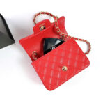 MINI SQUARE FLAP BAG 17CM RED CAVIAR GOLD HARDWARE - Image 10