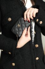 CC ZIPPED COIN BASIC PURSE 11 BLACK CALFSKIN GOLD ICON - Image 8