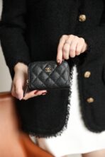 CC ZIPPED COIN BASIC PURSE 11 BLACK CALFSKIN GOLD ICON - Image 6