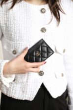 CC CARD HOLDER 11 BLACK CALFSKIN GOLD ICON - Image 10