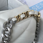 CC LARGE 30 FLAP BAG IN WHITE LAMBSKIN - Image 5