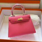 KELLY MINI 20 BAG IN RED PINK  WITH GOLD HARDWARE