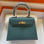KELLY MINI 20 BAG IN PINE GREEN  WITH GOLD HARDWARE