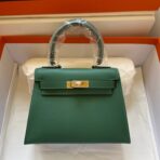 KELLY MINI 20 BAG IN DARK GREEN  WITH GOLD HARDWARE