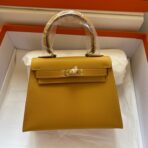 KELLY MINI 20 BAG IN DIJON YELLOW  WITH GOLD HARDWARE