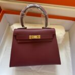 KELLY MINI 20 BAG IN GARNET RED  WITH GOLD HARDWARE