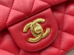 CC 25 CLASSIC SMALL DOUBLE FLAP BAG IN CHERRY RED CALFSKIN WITH STRAP - Image 6