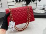CC 25 CLASSIC SMALL DOUBLE FLAP BAG IN CHERRY RED CALFSKIN WITH STRAP - Image 5