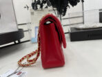 CC 25 CLASSIC SMALL DOUBLE FLAP BAG IN CHERRY RED CALFSKIN WITH STRAP - Image 10
