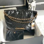 CC LARGE 42 BAG IN BLACK CALFSKIN GOLD HARDWARE - Image 2