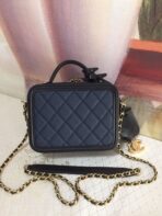CC MINI 17 VANITY CASE IN AEGEAN BLUE MIX BLACK CALFSKIN GOLD HARDWARE - Image 3