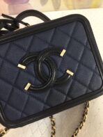 CC MINI 17 VANITY CASE IN AEGEAN BLUE MIX BLACK CALFSKIN GOLD HARDWARE - Image 4