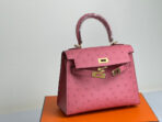 KELLY BAG 20 IN ROUGE PINK OSTRICH  WITH GOLD HARDWARE - Image 4
