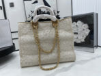 CC DEAUVILLE LARGE 38 TOTE BAG IN BEIGE CANVAS GOLD HARDWARE - Image 3