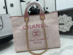 CC DEAUVILLE LARGE 38 TOTE BAG IN LIGHT PINK CANVAS GOLD HARDWARE - Image 3