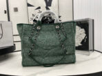 CC DEAUVILLE LARGE 38 TOTE BAG IN GREEN FOREST CANVAS WITH WHITE LOGO - Image 4