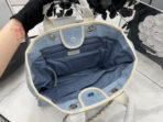 CC DEAUVILLE LARGE 38 TOTE BAG IN LIGHT BLUE CANVAS WITH BLACK LOGO - Image 7