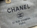 CC DEAUVILLE LARGE 38 TOTE BAG IN LIGHT BLUE CANVAS WITH BLACK LOGO - Image 5