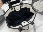 CC DEAUVILLE LARGE 38 TOTE BAG IN WHITE CANVAS WITH BLACK LOGO - Image 9