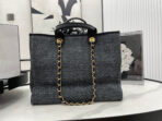 CC DEAUVILLE LARGE 38 TOTE BAG IN BLACK CANVAS GOLD HARDWARE - Image 4