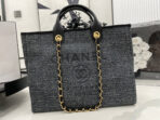 CC DEAUVILLE LARGE 38 TOTE BAG IN BLACK CANVAS GOLD HARDWARE - Image 3