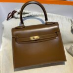 KELLY MINI 20 BAG IN CHOCOLATE BROWN SMOOTH  WITH GOLD HARDWARE