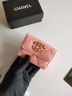 CC TRIFOLD PURSE 12 PEACH GRAINED CALFSKIN GOLD ICON - Image 3