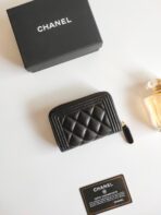 CC BOY ZIP COIN PURSE 11.5 BLACK CALFSKIN GOLD ICON - Image 6