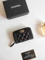 CC BOY ZIP COIN PURSE 11.5 BLACK GRAINED CALFSKIN ICON - Image 3