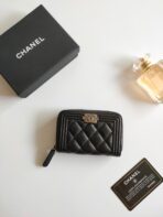 CC BOY ZIP COIN PURSE 11.5 BLACK CALFSKIN ICON - Image 3