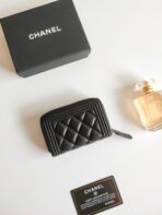 CC BOY ZIP COIN PURSE 11.5 BLACK GRAINED CALFSKIN ICON - Image 6