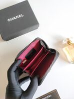 CC BOY ZIP COIN PURSE 11.5 BLACK GRAINED CALFSKIN ICON - Image 5