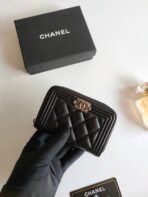 CC BOY ZIP COIN PURSE 11.5 BLACK GRAINED CALFSKIN ICON - Image 4