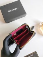 CC BOY ZIP COIN PURSE 11.5 BLACK GRAINED CALFSKIN GOLD ICON - Image 5