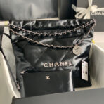 CC MEDIUM 37 HANDBAG IN BLACK SHINY CALFSKIN SILVER HARDWARE - Image 2