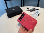 CC ZIPPED COIN PURSE 11 RED PINK GRAINED CALFSKIN - Image 6