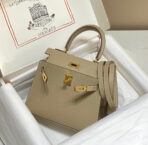 KELLY MINI 20 BAG IN TAN BROWN  WITH GOLD HARDWARE - Image 2
