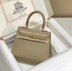 KELLY MINI 20 BAG IN TAN BROWN  WITH GOLD HARDWARE