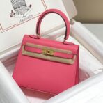 KELLY MINI 20 BAG IN WATERMELON PINK  WITH GOLD HARDWARE