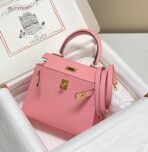 KELLY MINI 20 BAG IN ROUGE PINK  WITH GOLD HARDWARE - Image 2