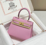 KELLY MINI 20 BAG IN BABY PINK  WITH GOLD HARDWARE