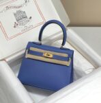 KELLY MINI 20 BAG IN AZURE BLUE  WITH GOLD HARDWARE