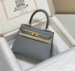KELLY MINI 20 BAG IN SHARK GRAY  WITH GOLD HARDWARE